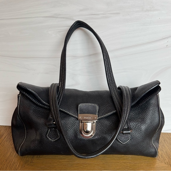 Prada Handbags - Prada Black Leather Shoulder Bag